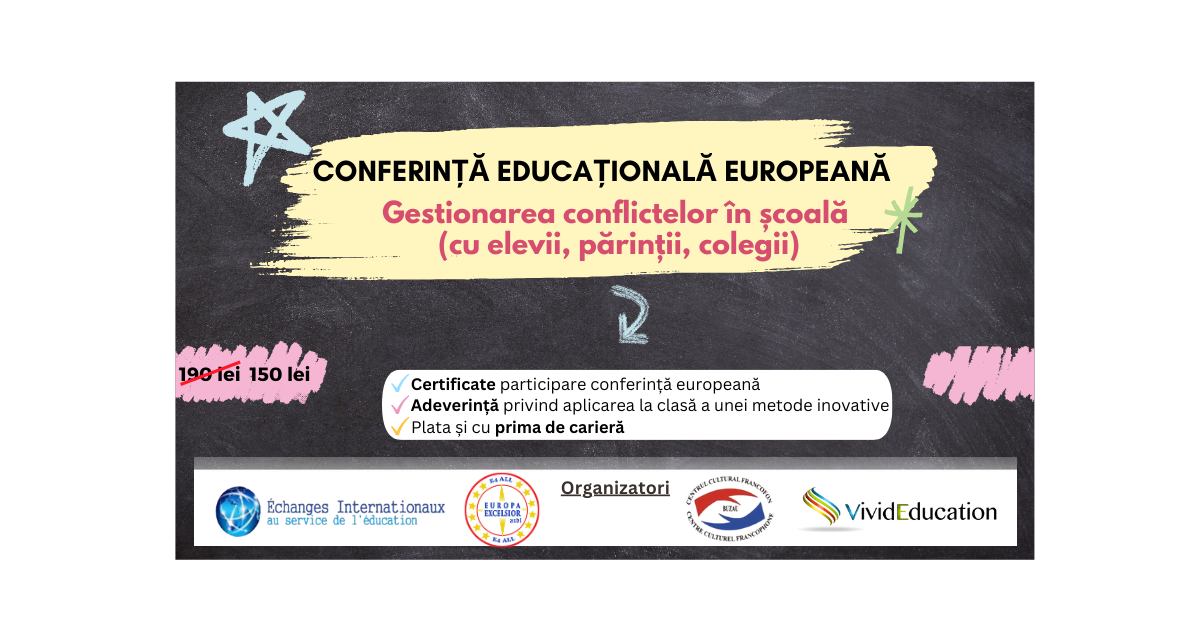 Detalii conferință europeană „Gestionarea conflictelor în școală” - 7 oct.